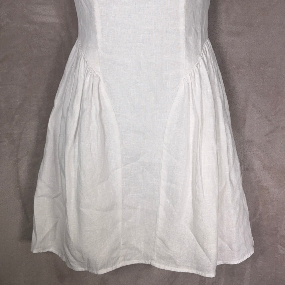 Reformation Cammie Dress Womens 0 White Linen Square Neck Mini Cottagecore - Picture 4 of 9
